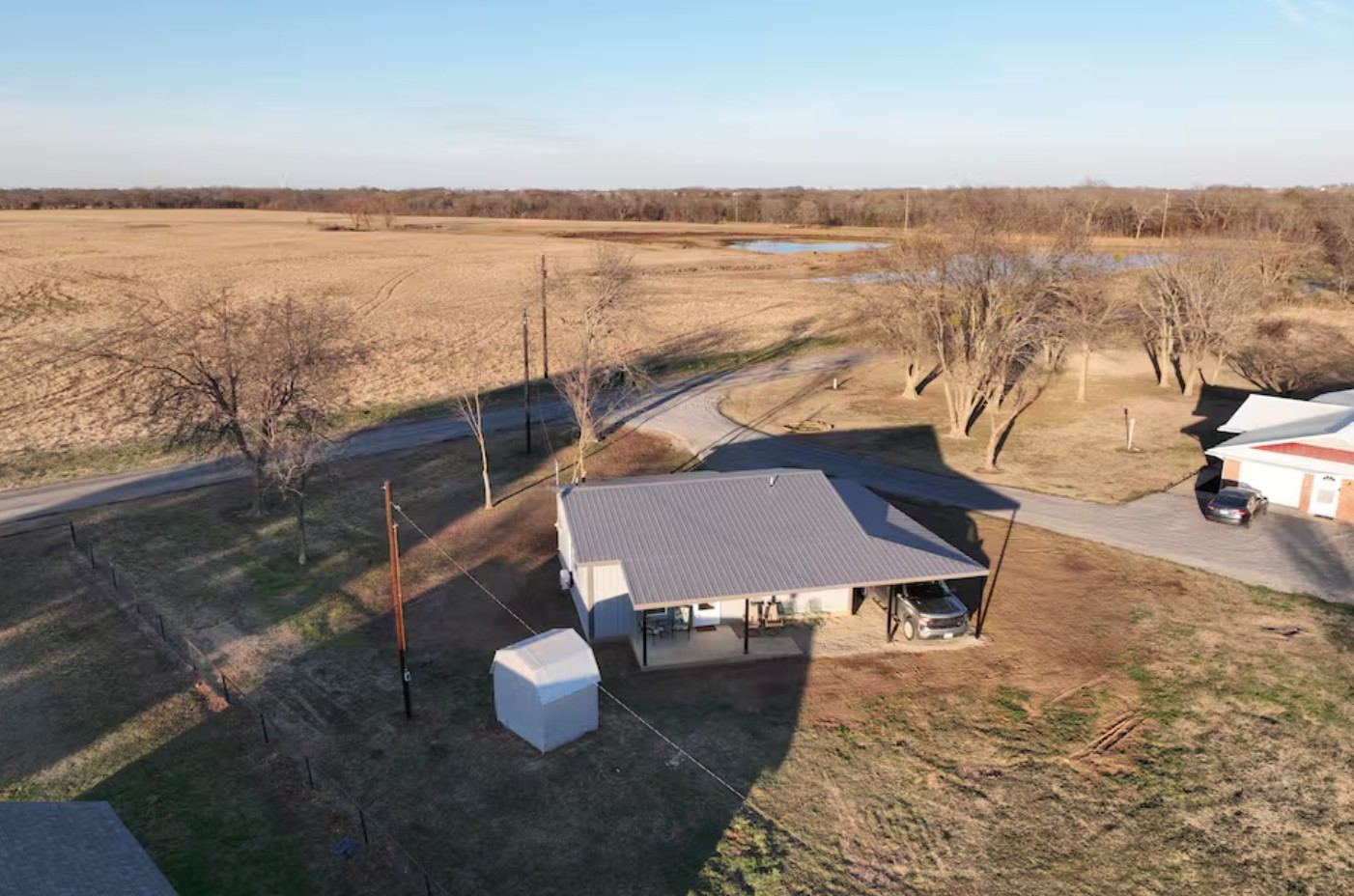 Aerial view of The Homestead and surrounding Oklahoma farmland